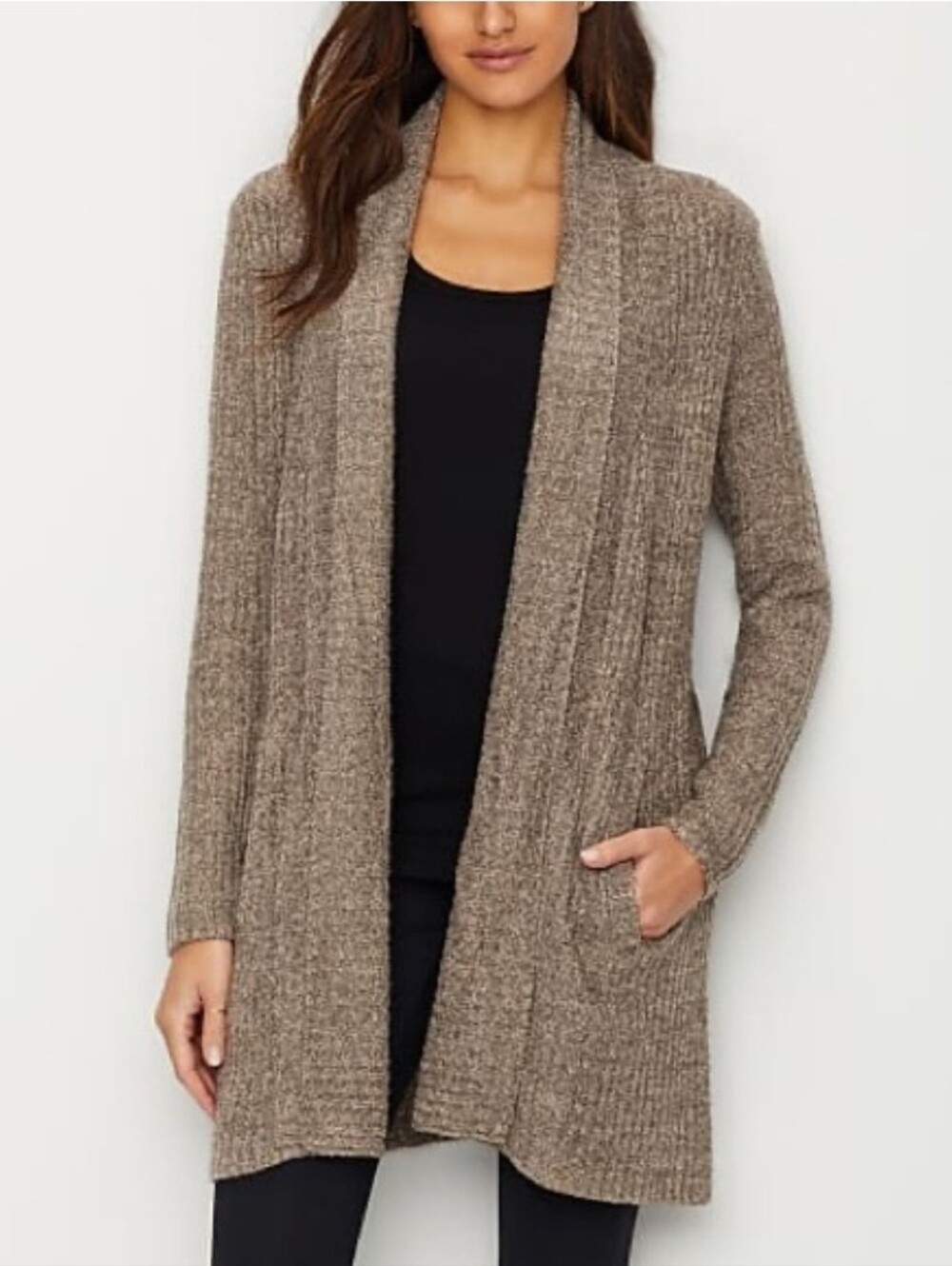 Barefoot Dreams Cozy Chic Lite Montecito Cardigan in Heathered Gray Size Large